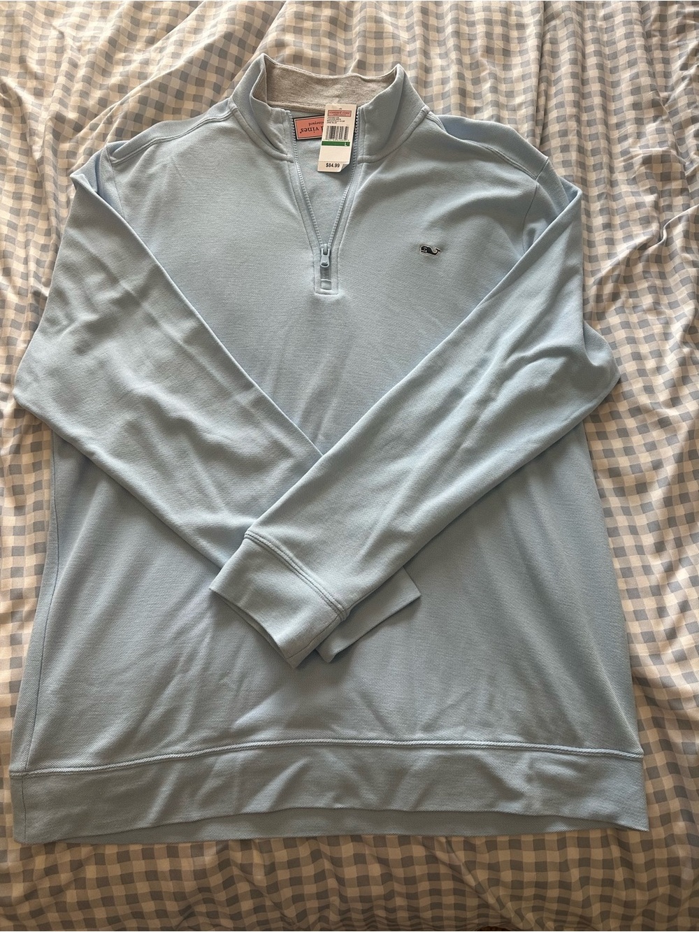 Vineyard Vines Men's Pale Blue Quarter-Zip Sweater